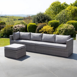 Della Grey Rattan Sectional Ourdoor Corner Sofa & Stool - thumbnail 5