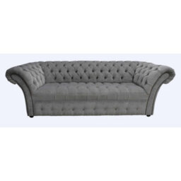 Chesterfield 3 Seater Buttoned Seat Sofa Pimlico Grey Fabric In Balmoral Style - thumbnail 1