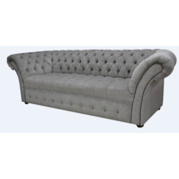 Chesterfield 3 Seater Buttoned Seat Sofa Pimlico Grey Fabric In Balmoral Style - thumbnail 3