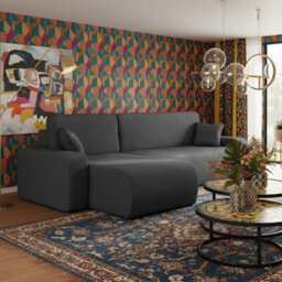 Piano L Modern Corduroy Corner Sofa Poso Soft Large Sofa Bed 130200 Dl Assist Lounge Furniture Grey - thumbnail 1