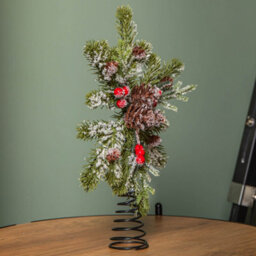 Samuel Alexander 33Cm Christmas Tree Topper With Pinecones, Red Berries And Frosted Seasonal Foliage - thumbnail 3