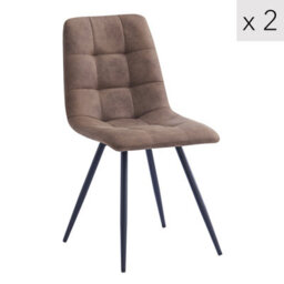 Nordlys Set Of 2 Metal And Faux Leather Dining Chairs Modern Design Style Dining Room - thumbnail 1