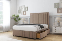 "Sloomy Pemberton Mink Plush Divan Bed Set 2 Drawers Left Side - 54"" Floor Standing  & 12"" Footboard 4' Small Double" - thumbnail 3
