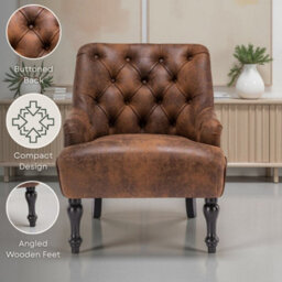 Faux Leather Suede Brown Accent Chair - thumbnail 8