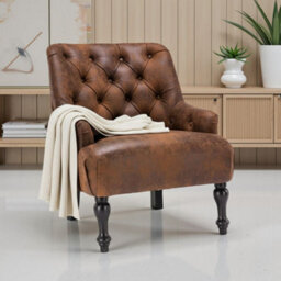 Faux Leather Suede Brown Accent Chair - thumbnail 9