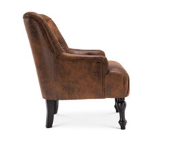Faux Leather Suede Brown Accent Chair - thumbnail 4