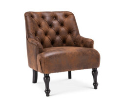 Faux Leather Suede Brown Accent Chair - thumbnail 2