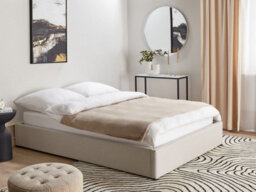 Beliani Ottoman Bed Without Headboard Fabric Dinan 140 X 200 Cm (Eu Double) Light Beige - thumbnail 2
