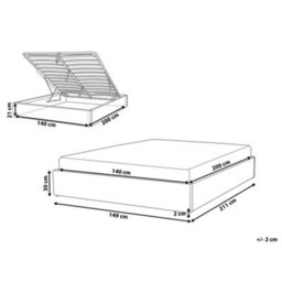 Beliani Ottoman Bed Without Headboard Fabric Dinan 140 X 200 Cm (Eu Double) Light Beige - thumbnail 3