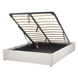 Beliani Ottoman Bed Without Headboard Fabric Dinan 140 X 200 Cm (Eu Double) Light Beige - thumbnail 1