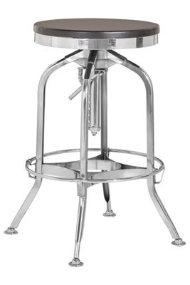 Orsina Gator Ash Wood Silver Chromed Metal Stool - image 1