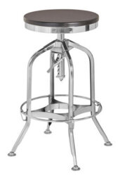 Orsina Gator Ash Wood Silver Chromed Metal Stool - thumbnail 3