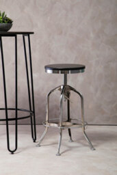 Orsina Gator Ash Wood Silver Chromed Metal Stool - thumbnail 2