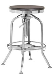 Orsina Gator Ash Wood Silver Chromed Metal Stool - thumbnail 1
