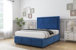 "Comfort Savoy Navy Plush Divan Bed Set No Drawers - 26"" Strutted & 12"" Footboard 4' Small Double" - thumbnail 2