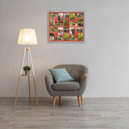 AK Frames 80X70Cm Light Grey Modern Multi Photo Frame With Poppy Red Mount - Holds 20 Apertures (18X) 6X4, (2X) 4X4 Photos - thumbnail 3