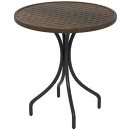 Wyld Haus Rabasu 66Cm Round Galvanised Steel Wood-Grain Bistro Table, Brown And Black - thumbnail 2