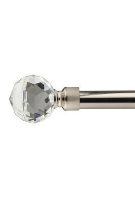 Unknown 16-19mm Cristalla Extendable Eyelet Curtain Pole Set Brushed Silver 160-300Cm - image 1