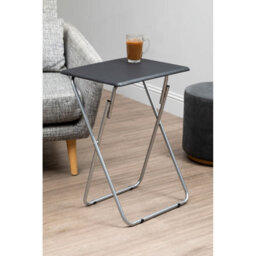 Orsina Space Saving Folding Table With Sand Black Top, Stylish Side Tables For Living Room, Durable Coffee Table - thumbnail 4