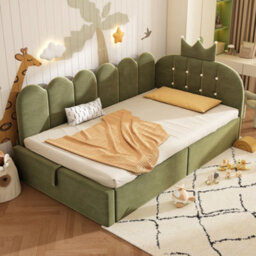 Matteo Hydraulic Storage Upholstered Daybed - Green Velvet, 3Ft Single - thumbnail 8