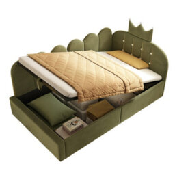 Matteo Hydraulic Storage Upholstered Daybed - Green Velvet, 3Ft Single - thumbnail 7