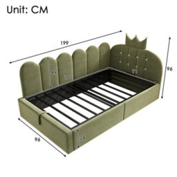 Matteo Hydraulic Storage Upholstered Daybed - Green Velvet, 3Ft Single - thumbnail 2
