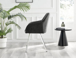 Furniturebox Uk Leonardo Glass And Chrome Metal Dining Table And 6 Dark Grey Falun Fabric Silver Leg Chairs - thumbnail 8