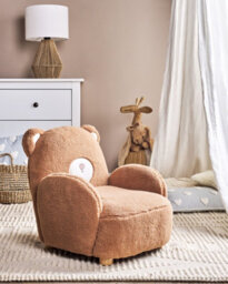 Beliani Kids Armchair Teddy Bear Boo Boucle Brown - thumbnail 2