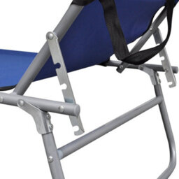 Walplus Folding Sun Lounger With Canopy Steel And Fabric Blue - thumbnail 4