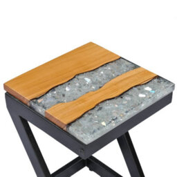 Berkfield Coffee Table 30X30X50 Cm Solid Teak Wood And Polyresin - thumbnail 6