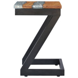 Berkfield Coffee Table 30X30X50 Cm Solid Teak Wood And Polyresin - thumbnail 4