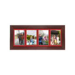 AK Frames 50X20Cm Rose Wood Classic Multi Photo Frame With Crimson Mount - Holds 4 Apertures (4X) 6X4 Photos - thumbnail 1