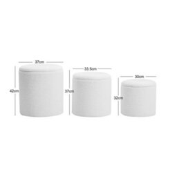 Nordlys Set Of 3 Poufs With Wooden Storage And White Boucle Vintage Style Living Room - thumbnail 6