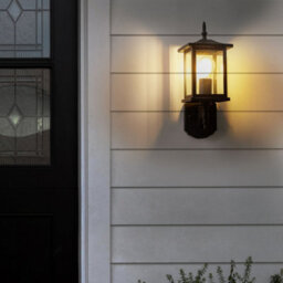 Wyld And Coco Novalux Outdoor Wall Light Matte Black Iron And Glass Sconce Warm Amber Patio Garden Lighting - thumbnail 2