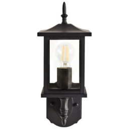 Wyld And Coco Novalux Outdoor Wall Light Matte Black Iron And Glass Sconce Warm Amber Patio Garden Lighting - thumbnail 1