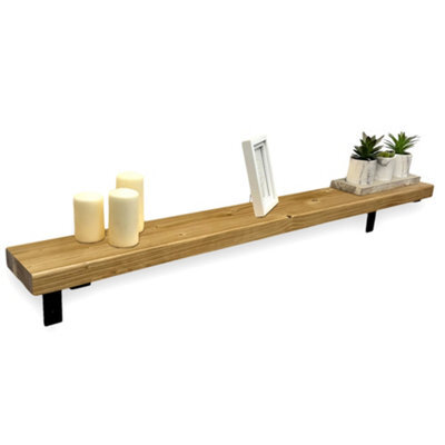 Radiator Shelf Wall Mounted Solid Wood, Narrow Radiator Cover 15Cm Deep Rustic Handmade In Uk (Rustic Pine, 40Cm) By Mkgt - image 1