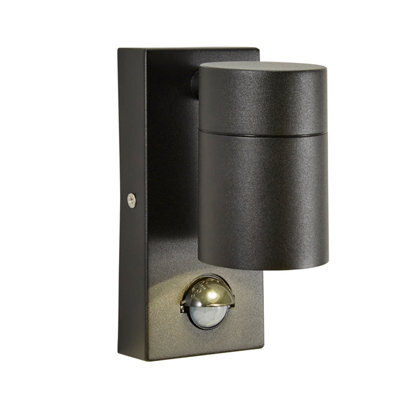 Generic Zinc Leto 1Lt Fixed Gu10 Wall Light X Pir Ip44 Black Wall Light Black Zn-37938-Blk
