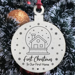 Red Ocean First Christmas In Our First Home Wood Bauble Hanging Tree Decoration Couple Gift - thumbnail 3