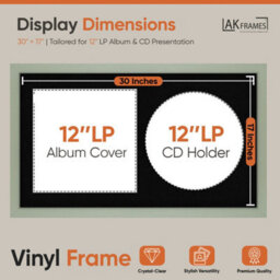 "30X17"" Green Modern Vinyl Record Frame With Black Mount For 12 Inch Lp Album Cover & Disc - Ak Frames" - thumbnail 2