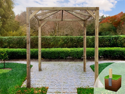 Edecks Classico Wooden Garden Pergola (2400mm X 2400mm) With Bolt Down Anchors (2.1M) - image 1