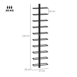 Homcom Wall Mount Wine Rack, Wall Wine Rack For 10 Wine Bottles, Black - thumbnail 3