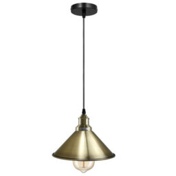 Ledsone Vintage Style Metal Green Brass Ceiling Pendant Light, 22Cm Cone Shade & Adjustable 95Cm Cable - thumbnail 8