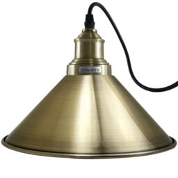 Ledsone Vintage Style Metal Green Brass Ceiling Pendant Light, 22Cm Cone Shade & Adjustable 95Cm Cable - thumbnail 7