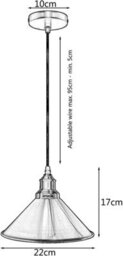 Ledsone Vintage Style Metal Green Brass Ceiling Pendant Light, 22Cm Cone Shade & Adjustable 95Cm Cable - thumbnail 3