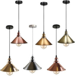 Ledsone Vintage Style Metal Green Brass Ceiling Pendant Light, 22Cm Cone Shade & Adjustable 95Cm Cable - thumbnail 6