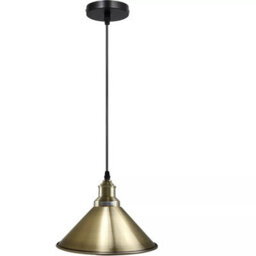 Ledsone Vintage Style Metal Green Brass Ceiling Pendant Light, 22Cm Cone Shade & Adjustable 95Cm Cable