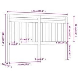 Berkfield Bed Headboard Honey Brown 146X4X100 Cm Solid Wood Pine - thumbnail 5