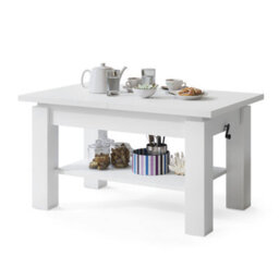 Heze Furniture Alva 2 In 1 Extending Coffee / Dining Table 110-150Cm - White - thumbnail 6