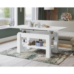 Heze Furniture Alva 2 In 1 Extending Coffee / Dining Table 110-150Cm - White - thumbnail 2