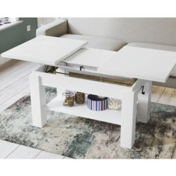 Heze Furniture Alva 2 In 1 Extending Coffee / Dining Table 110-150Cm - White - thumbnail 3